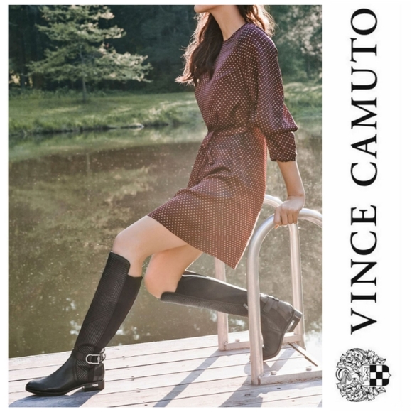 Vince Camuto Shoes - Chic Chevron Vince Camuto Black Leather OTK Boots